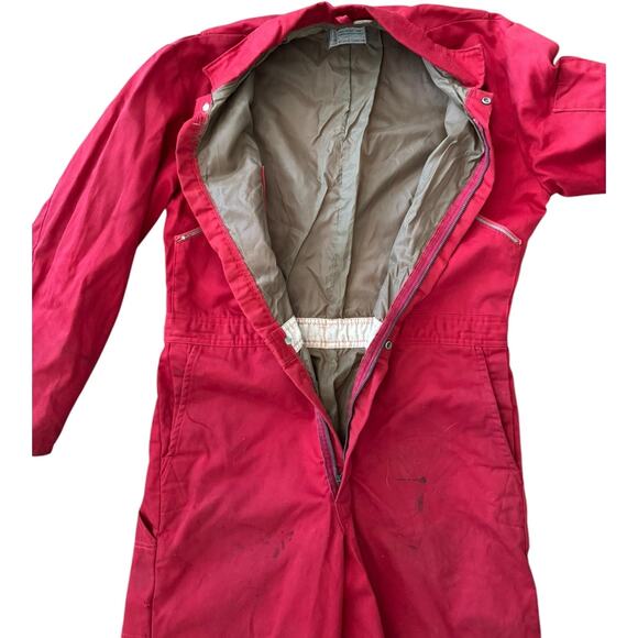 Vintage Wells Blizzard Pruf red overalls zippered collared suit medium - Picture 15 of 16